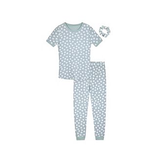 Sleep On It Girls 2 pc Soft Jersey Snug-Fit Pajama Top and Pajama Pant Set with Scrunchie - Toddler