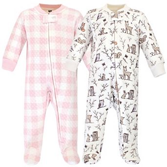 Hudson Baby Infant Girl Premium Quilted Zipper Sleep and Play 2 pk Enchanted Forest