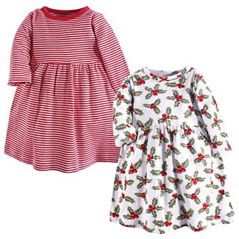 Hudson Baby Infant and Toddler Girl Long-Sleeve Cotton Dresses 2 pk Holly