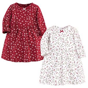 Hudson Baby Infant and Toddler Girl Long-Sleeve Cotton Dresses 2 pk Winterland
