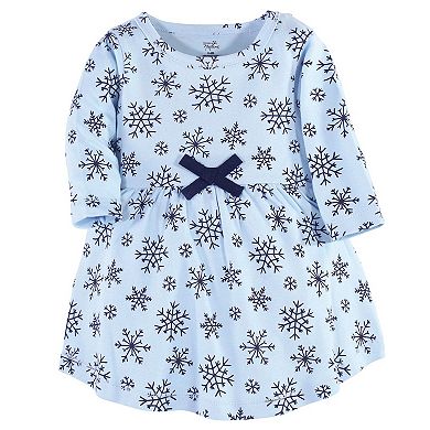 Touched by Nature Baby and Toddler Girl Organic Cotton Long-Sleeve Dresses 2pk, Arctic, 6-9 Months