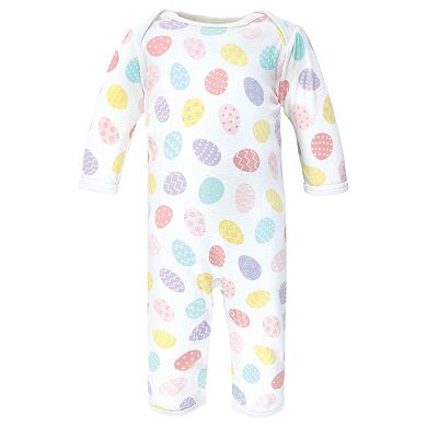 Hudson Baby Infant Girl Cotton Coveralls, Happy Easter
