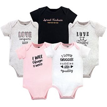 Hudson Baby Infant Girl Cotton Bodysuits, Equality