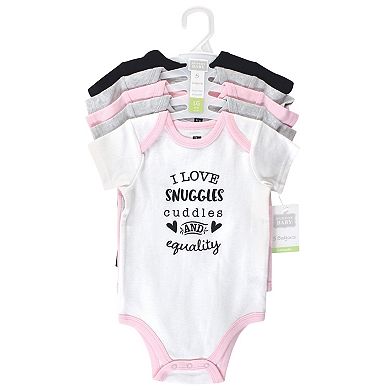 Hudson Baby Infant Girl Cotton Bodysuits, Equality