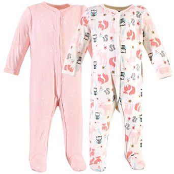 Hudson Baby Infant Girl Cotton Snap Sleep and Play 2 pk Girl Forest
