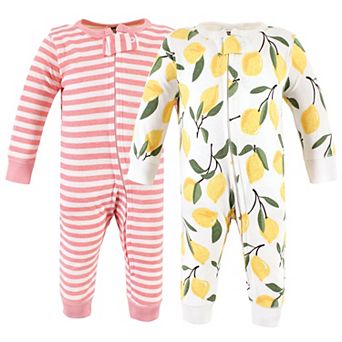 Hudson Baby Infant Girl Cotton Sleep and Play, Lemon