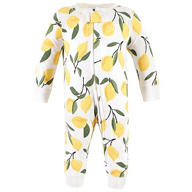 Hudson Baby Infant Girl Cotton Sleep and Play, Lemon