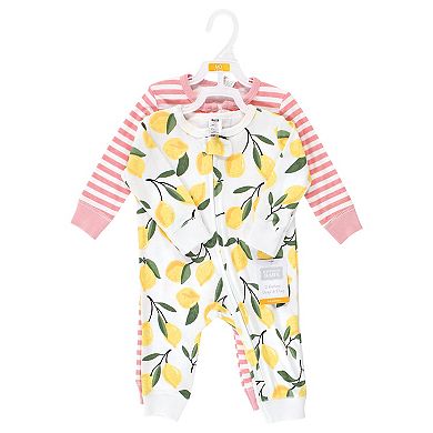 Hudson Baby Infant Girl Cotton Sleep and Play, Lemon