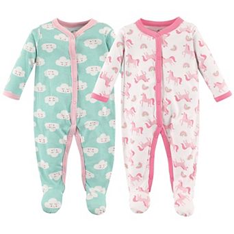 Luvable Friends Baby Girl Cotton Snap Sleep and Play 2 pk Unicorns
