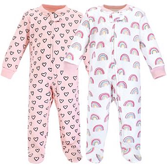 Hudson Baby Infant Girl Premium Quilted Zipper Sleep and Play, Modern Rainbow