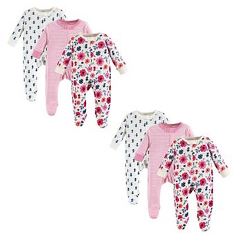 Touched by Nature Infant Girl Organic Cotton Sleep and Play, Garden Floral 6 pc