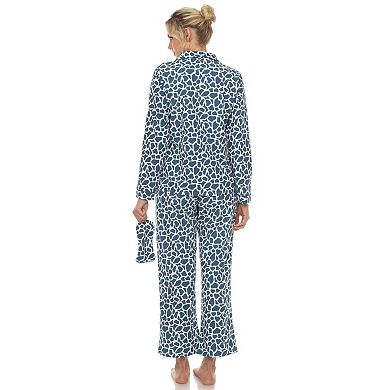 Women's Three-Piece Giraffe Print Pajama Set