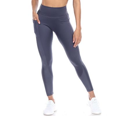 White Mark Women s High Waist Mesh Fitness Leggings Grey Medium
