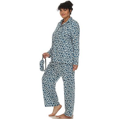 Plus Size Three-Piece Giraffe Print Pajama Set