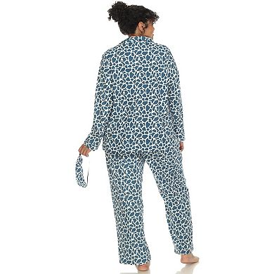 Plus Size Three-Piece Giraffe Print Pajama Set