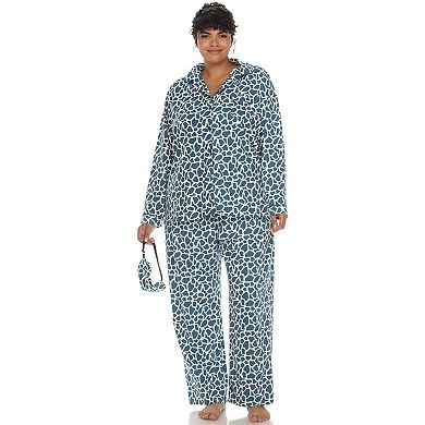 Plus Size Three-Piece Giraffe Print Pajama Set