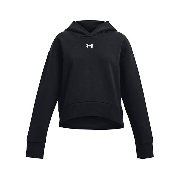 Girls 7-16 Under Armour Rival Fleece Crop Hoodie - Black White (SMALL)