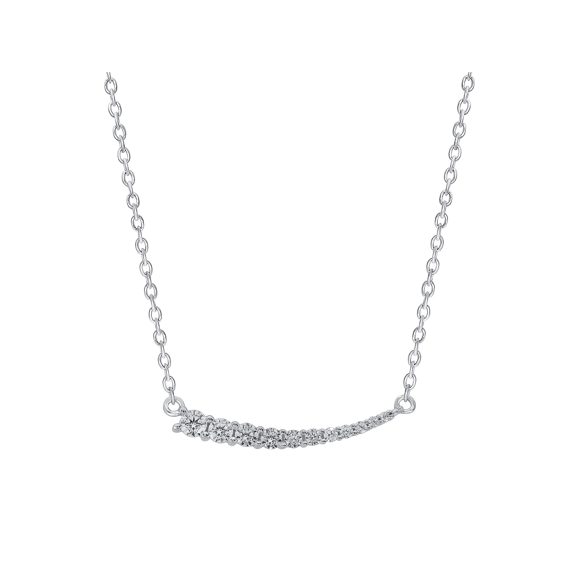 Irena Park Sterling Silver 1/4 Carat T.W. Diamond Crescent Necklace, Women