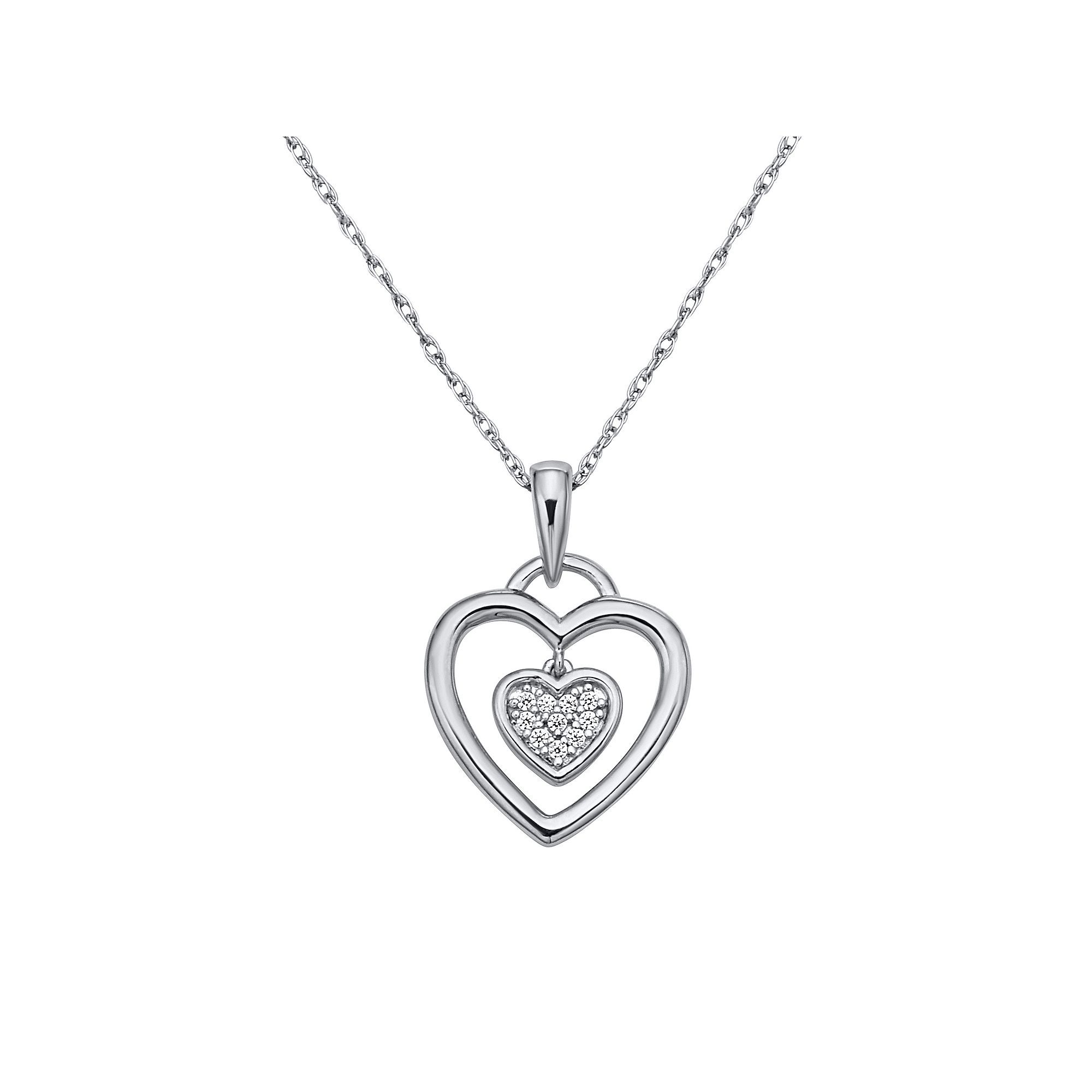 Irena Park Sterling Silver Diamond Accent Heart Pendant Necklace, Womens,