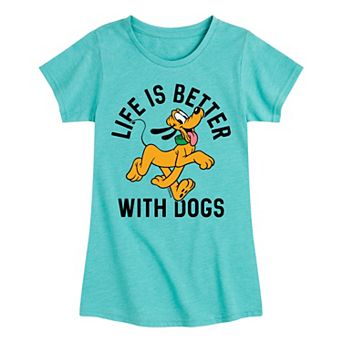 Disney's Pluto Life Better With Dogs Girls 7-16 Graphic Tee