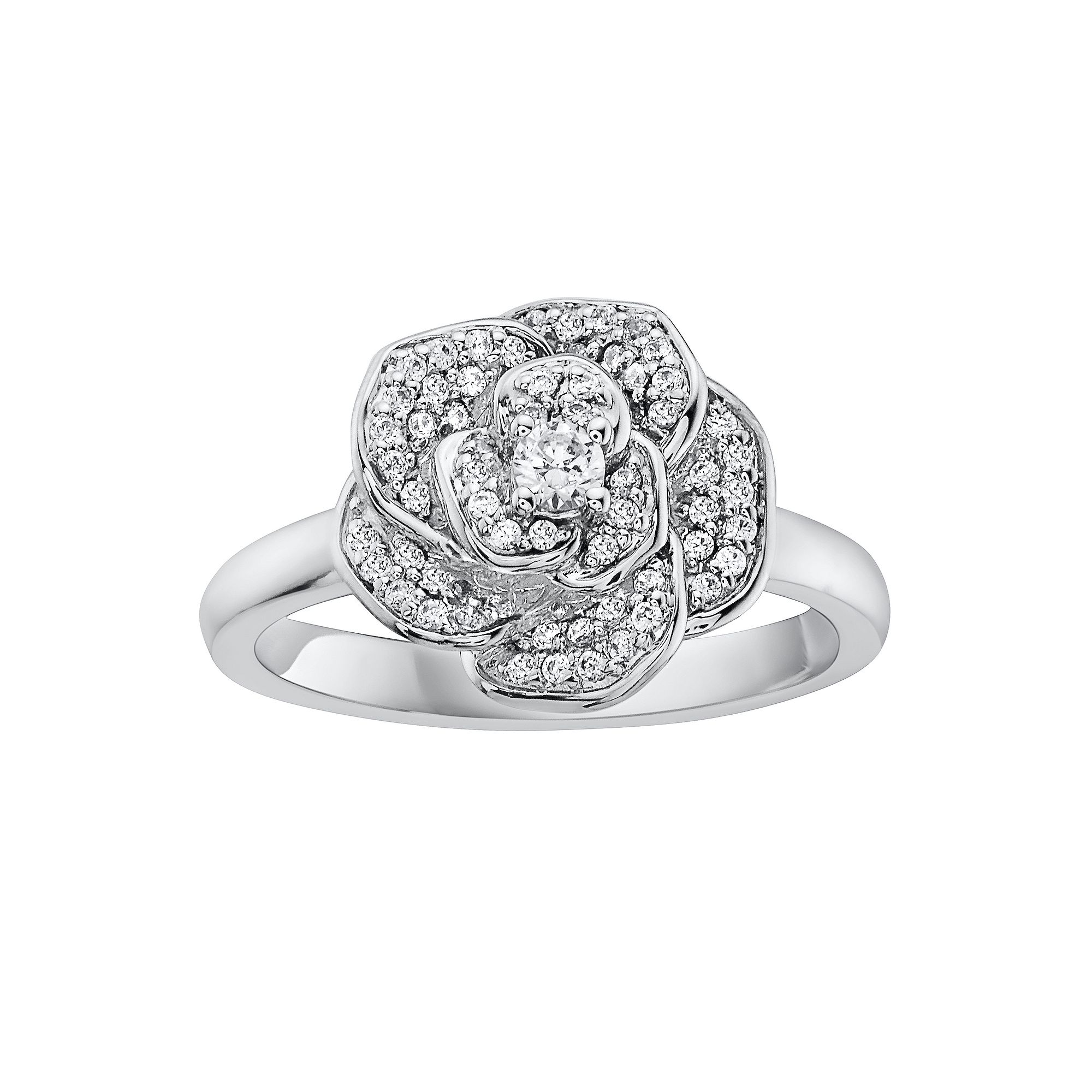 Irena Park Sterling Silver 1/3 Carat T.W. Diamond Rose Ring, Womens, Size: