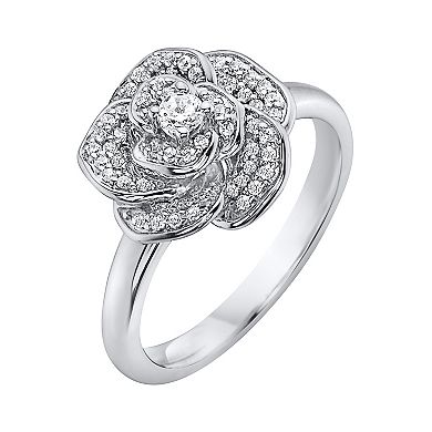 Irena Park Sterling Silver 1/3 Carat T.W. Diamond Rose Ring