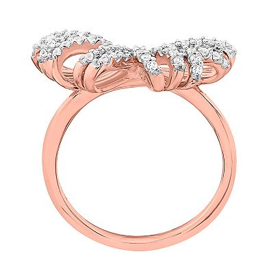 Irena Park Rose Gold Tone Sterling Silver 3/8 Carat T.W. Diamond Bow Ring
