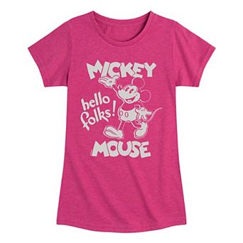 Disney's Mickey Mouse Girls 7-16 Mouse Hello Folks Graphic Tee