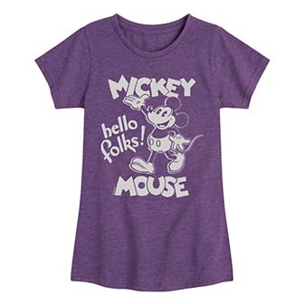 Disney's Mickey Mouse Girls 7-16 Mouse Hello Folks Graphic Tee