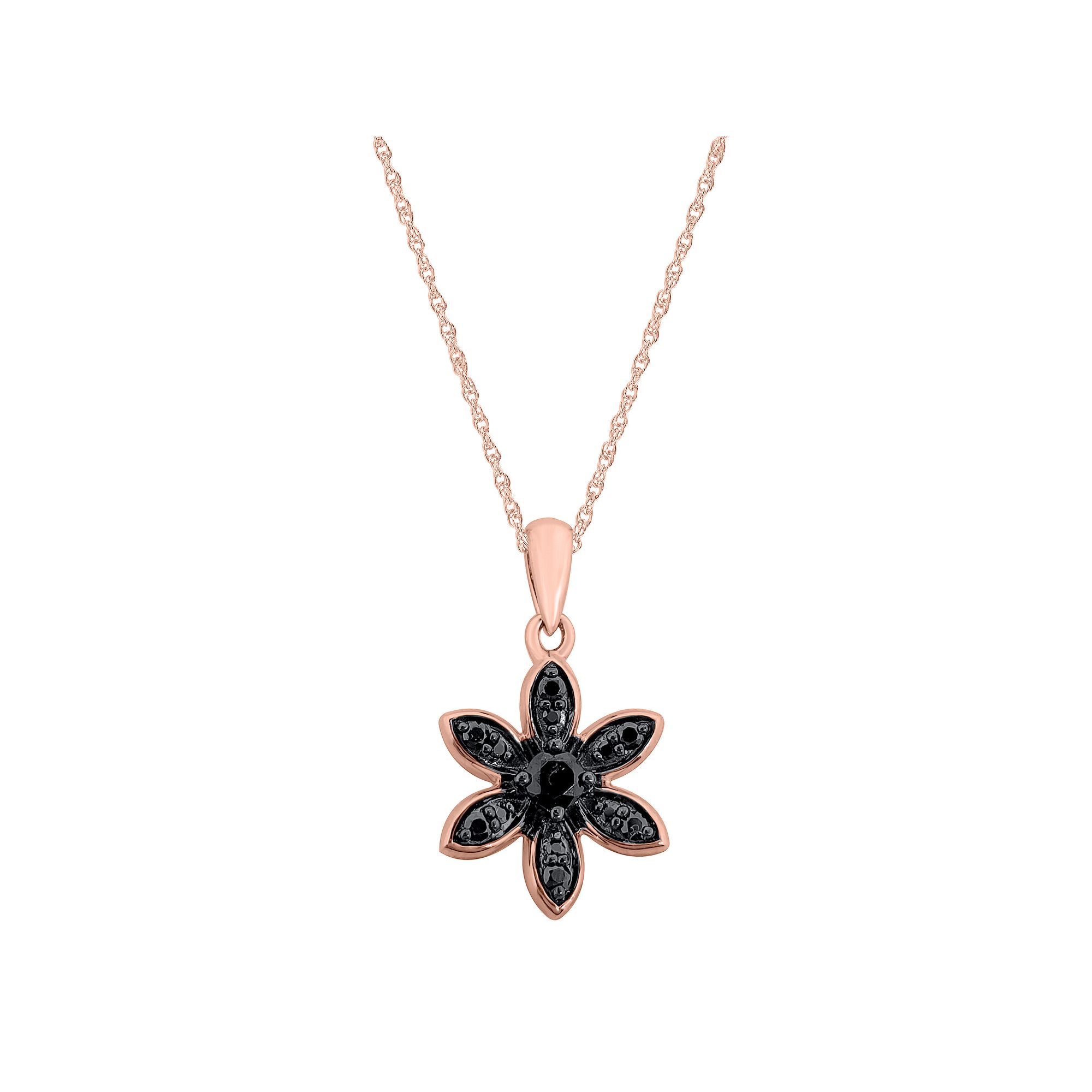 Irena Park Rose Gold Tone Sterling Silver 1/5 Carat T.W. Black Diamond Flo