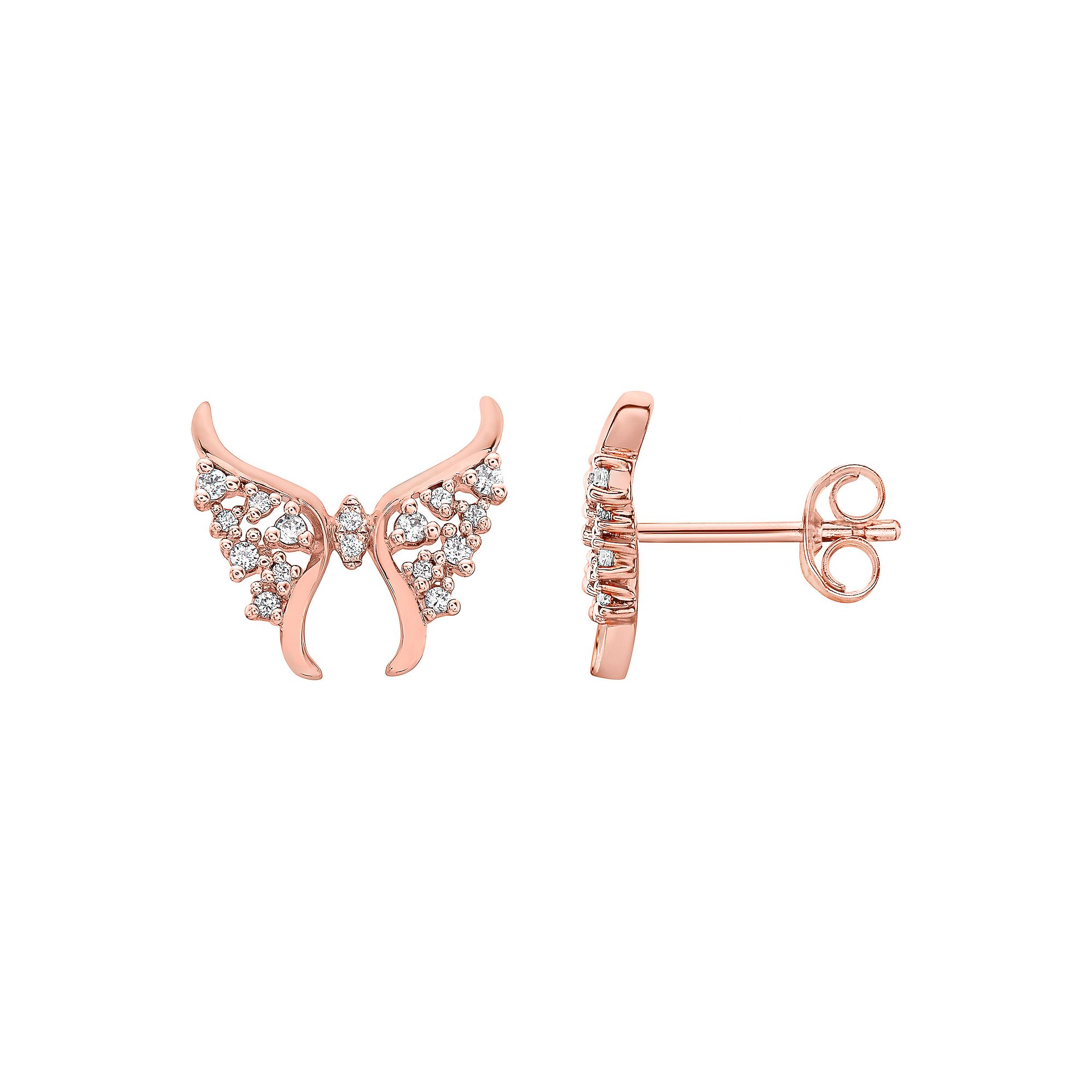 Irena Park Rose Gold Tone Sterling Silver 1/5 Carat T.W. Diamond Butterfly 