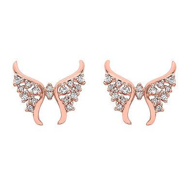 Irena Park Rose Gold Tone Sterling Silver 1/5 Carat T.W. Diamond Butterfly Stud Earrings