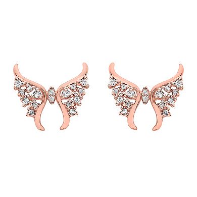 Irena Park Rose Gold Tone Sterling Silver 1/5 Carat T.W. Diamond Butterfly Stud Earrings