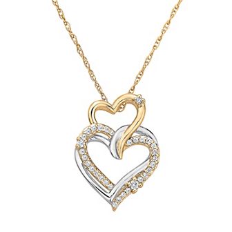 Irena Park Two-Tone Sterling Silver 1/5 Carat T.W. Diamond Double Open Heart Necklace