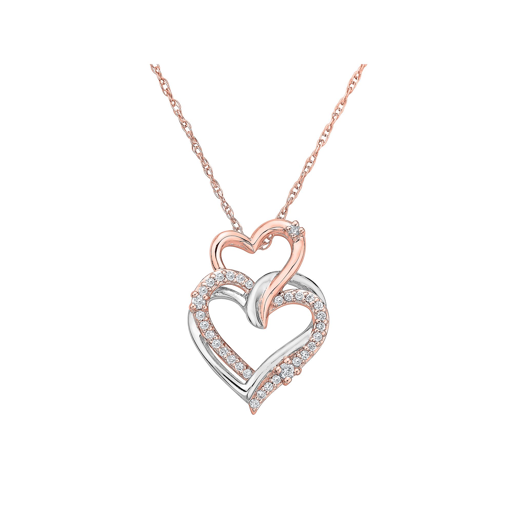 Irena Park Two-Tone Sterling Silver 1/5 Carat T.W. Diamond Double Open Hea