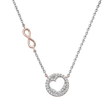 Irena Park 1/5 Carat T.W. Diamond Rose Gold Tone Heart Charm Mother & Daughter Necklace Duo Set