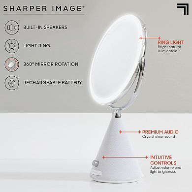 Sharper Image SpaStudio LED Mirror with Built-In Speaker