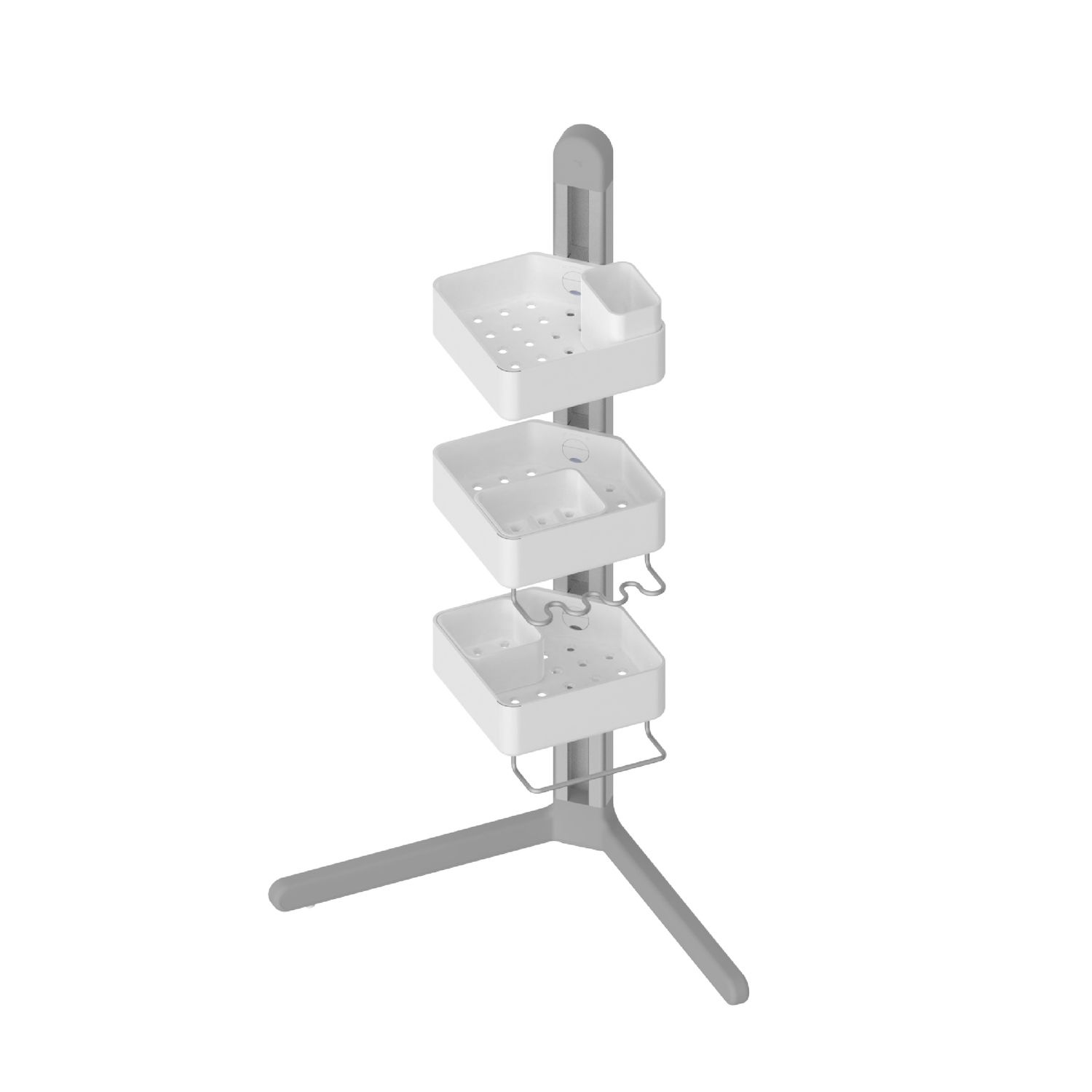Bamodi 7 x 7 Shelf Stainless Steel Hanging Shower Caddy with Hooks -  2-Tier - Silver
