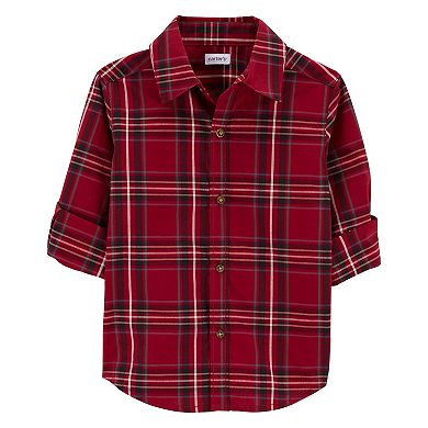 Toddler Boy Carter's Plaid Twill Button-Front Shirt