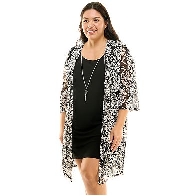 Plus Size Luxology Flowy Cardigan & Mini Dress Set