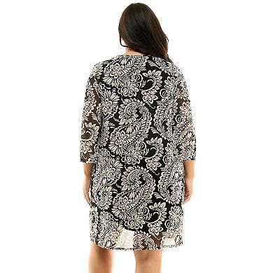 Plus Size Luxology Flowy Cardigan & Mini Dress Set