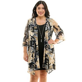 Plus Size Luxology Flowy Cardigan & Mini Dress Set