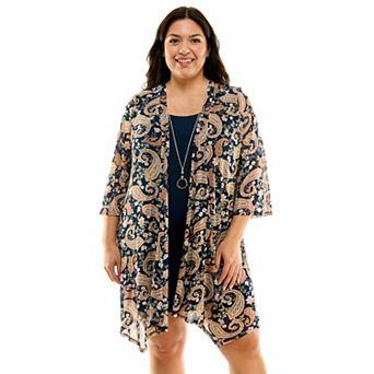 Plus Size Luxology Flowy Cardigan & Mini Dress Set