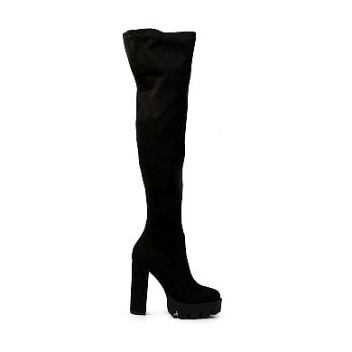 London Rag Maple Women's Knee High Block Heel Boots