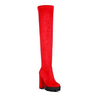 London Rag Maple Women's Knee High Block Heel Boots