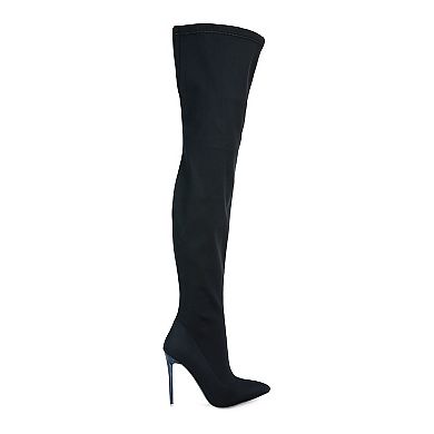 London Rag No Calm Women's Superstretch Knee High Stiletto Boots