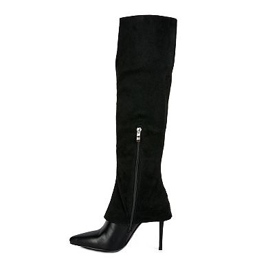 London Rag Fifido Women's High Heel Fold-Over Knee Boots