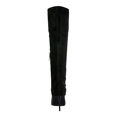 London Rag Fifido Women's High Heel Fold-Over Knee Boots