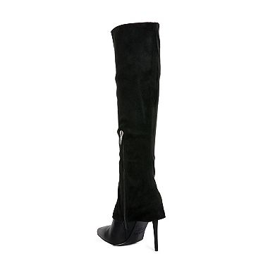 London Rag Fifido Women's High Heel Fold-Over Knee Boots