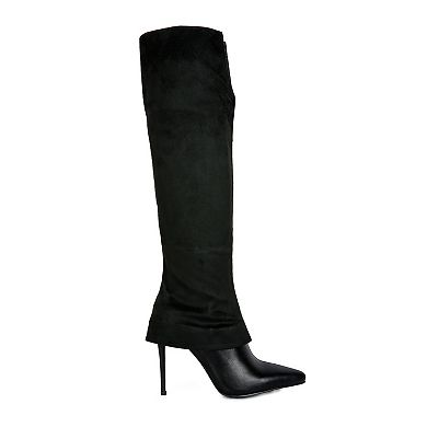 London Rag Fifido Women's High Heel Fold-Over Knee Boots